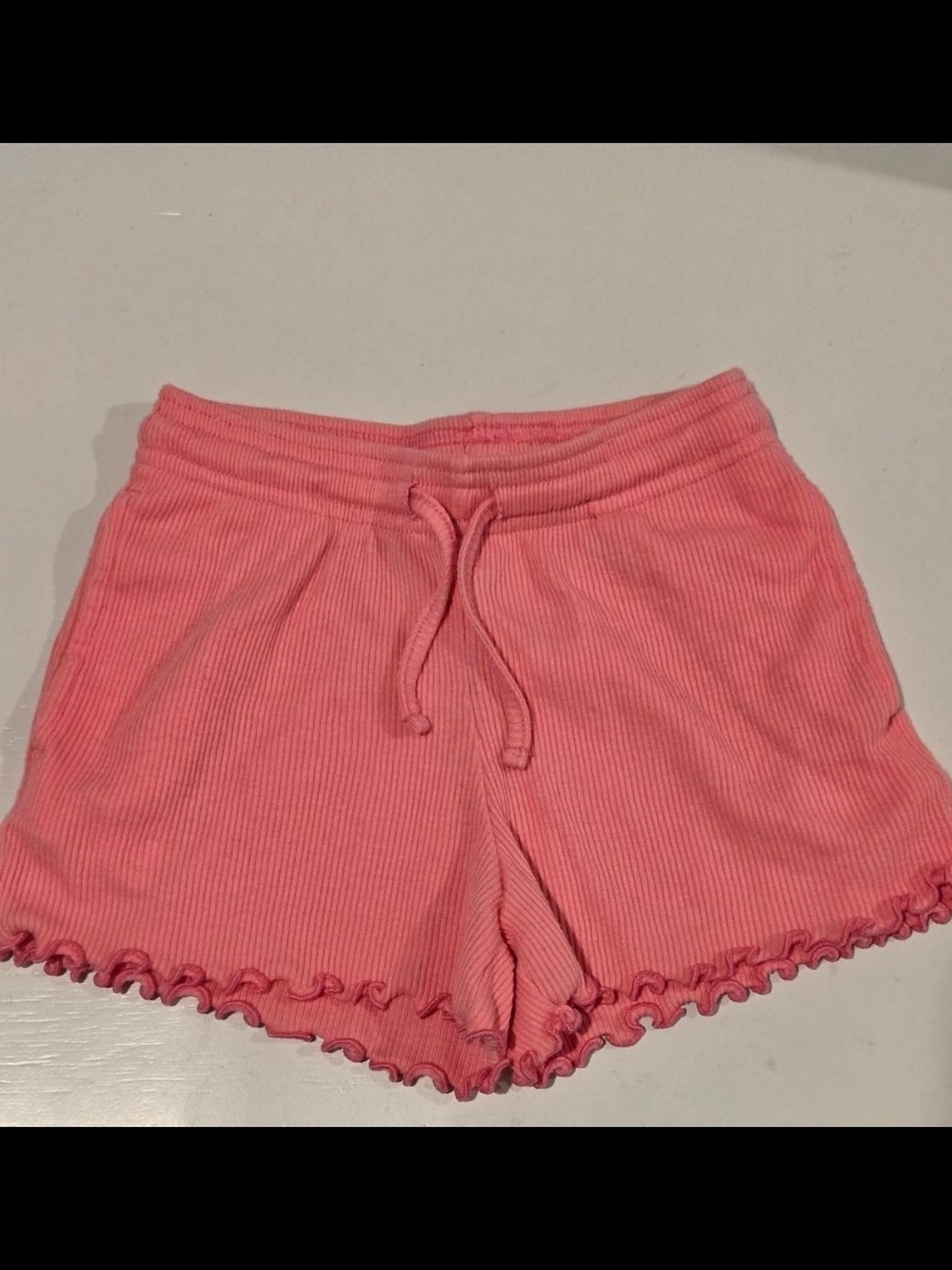 okie dokie Coral Pink Ribbed Drawstring Kids Shorts 3T